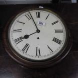 A Walnut and faux rosewood cased school clock, whi