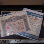 A collection of Russian share certificates