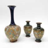 A Royal Doulton Lambeth stoneware vase, turquoise