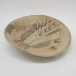 Laurel Keeley, studio pottery bowl, incised decora