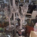 Set of six opaque twist wine glasses, 18th Century