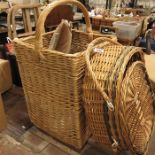 A square basket with fixed handle and an oval bask