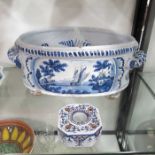A Delft wine cooler, oval twin handled form, paint