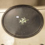 Toleware tray, painted with lily of the valley to