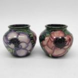 Emma Bossons for Moorcroft, a pair of anemone pattern vases