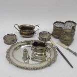 A collection of silver plate including tray, jug,
