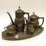 An Aesthetic style four piece silver plated tea se