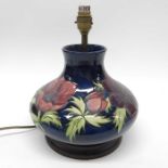 Walter Moorcroft anemone pattern lamp base, squat