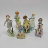 F G Doughty for Royal Worcester, six figures from