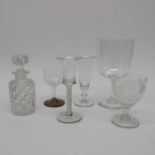 A Georgian opaque twist wine glass with ogee bowl,