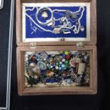 A box of silver and costume jewellery