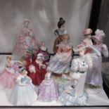 A collection of porcelain figures