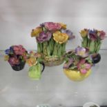 Wade posy pot of modelled flowers, marked to base,