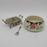 Staffordshire sardine box with silver plated cover