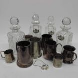 Four cut glass decanters and stoppers, together wi