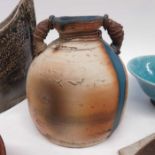 John Kershaw, a ball clay pottery vase, twin handl