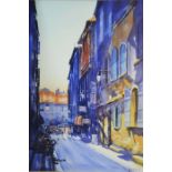 Johnny Gaston, St Tropez Street, watercolour, sign