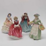 Four Royal Doulton figures including Daffy Down Di