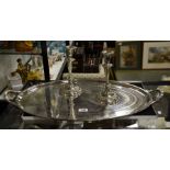 A George V silver plated oval tray, by James Dixon