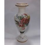 A French opaline glass and enamelled pedestal vase