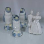 Three Wade penguin decanters, largest 12cm high, a