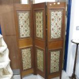 An Anglo Indian oak and gesso four fold screen wit
