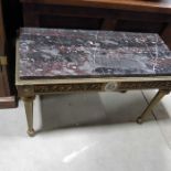 A marble top giltwood side table