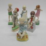 F G Doughty for Royal Worcester, six figures from