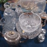 Cut and pressed glassware, to include, decanters w