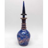 A large Bohemian blue glass decanter and stopper,