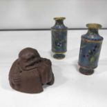 Chinese pottery figural rattle, modelled as a seat