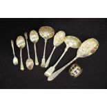 A selection of silver and silver plated flatware,