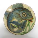 French terracotta plate, decorated with a fish, 35