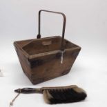 A wooden house keeper's trug-basket, together with