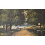 Arthur Gilbert (1819-1895), Lakeside View, oil on