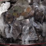 A large collection of coins, together with two silver vesta cases
