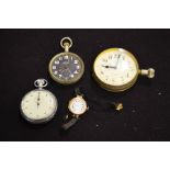 Three pocket watches and an early 20th century ena