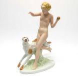 A Royal Dux figure Diana the Huntress, depicting a