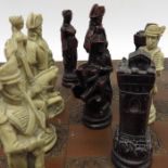 A Resin chess set, the figures modelled as Napoleo