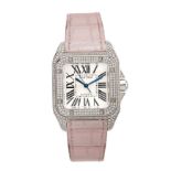 Cartier, an 18ct gold diamond Santos 100 wrist watch