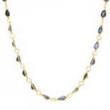 A 14ct gold sapphire line necklace