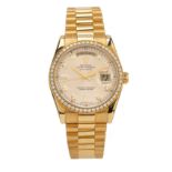 Rolex, an 18ct gold diamond Oyster Perpetual Day-Date bracelet watch