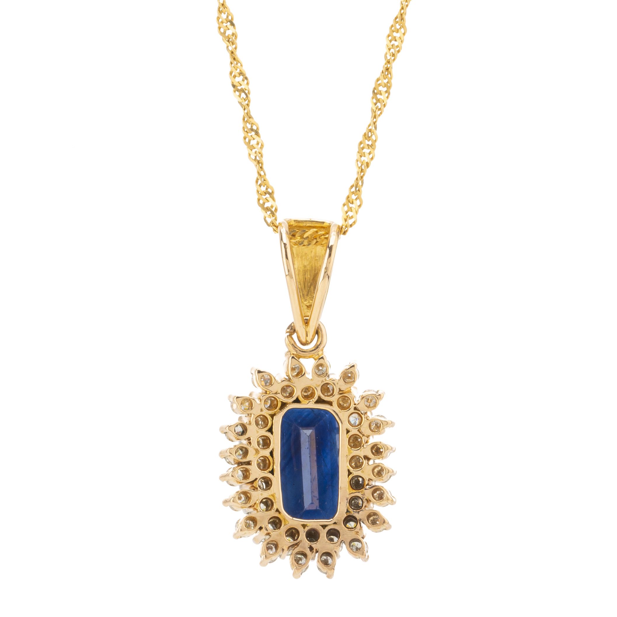 An 18ct gold sapphire and diamond cluster necklace - Image 2 of 3