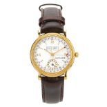 Mappin & Webb, a gold plated triple calendar wrist watch