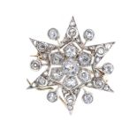 A late Victorian silver and gold, diamond star pendant