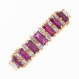 An 18ct gold ruby and diamond half eternity ring