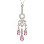 An 18ct gold pink tourmaline and diamond necklace