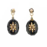 A set of late Victorian gold, split pearl and onyx jewellery
