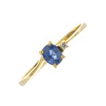 A 14ct gold sapphire and diamond two-stone ring