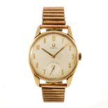 Omega, a 9ct gold wrist watch, with expandable bracelet